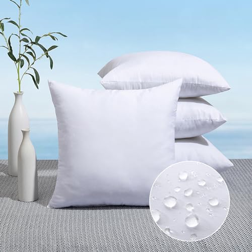 MIULEE Pack of 4 17x17 Outdoor Pillow Inserts, Water-Resistant Throw Pillow Inserts Decorative Premium Square Pillow Stuffer Sham for Porch Swing Couch Sofa Cushion Patio Furniture - size: 17x17 Inch (Pack of 4)