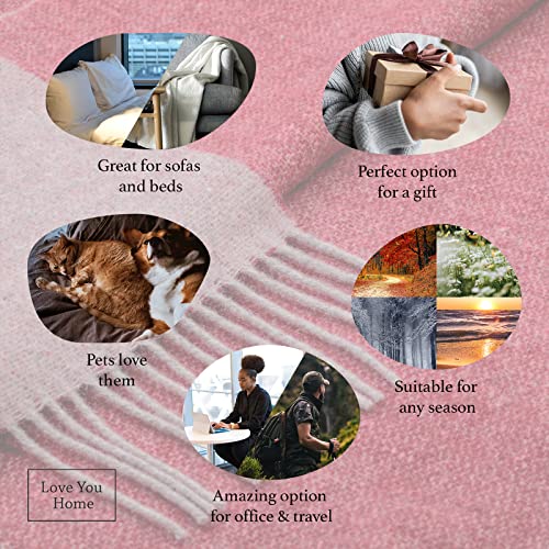 LYHome Merino Wool Blanket - Warm Throw for Cold Weather, Warmest Travel Outdoor Camping Blankets, Picnic Army and Military Throws, Comforter Soft & Cozy (55" x 79" Terracotta Grey Double-Sided) - color: Terracotta Grey Double-sided