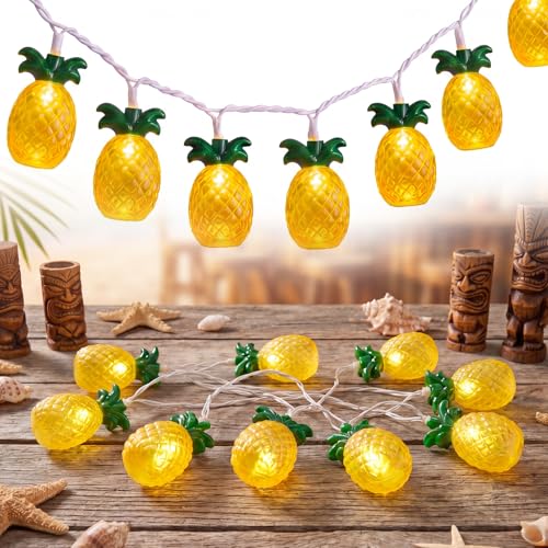 GOOTHY Pineapple String Lights, 8.5Ft Tropical Beach Themed Party Decorations Patio String Lights with 10 Outdoor Pineapple Lights for Home Summer Party Camping Bars Hawaiian Theme Wedding Decor - color: Yellow Pineapple Lights