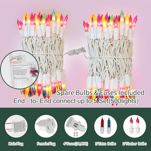 LAMPHOME Easter String Lights,Super-Bright Extendable 100 Count 19.6FT White Wire Mini Pastel Fairy Lights, 120V UL Certified for Garden Patio Holiday Party Outdoor Indoor Decoration, Multicolor - color: Multicolor-Easter