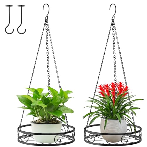 2-Pack Hanging Planters for Indoor Plants - Heavy Duty Metal Plant Hanger Indoor with 3 Chains and Hooks – Aesthetic Hanging Plant Holder for an Instant Gardening Decor - size: 2-Pack