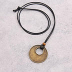 Leather Necklace for Women Long Boho Pendant Hippie Choker Necklace Bohemian Layered Leather Rope Wooden Jewelry Gifts - style: Bohemian Choker Necklace