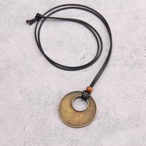 Leather Necklace for Women Long Boho Pendant Hippie Choker Necklace Bohemian Layered Leather Rope Wooden Jewelry Gifts - style: Bohemian Choker Necklace