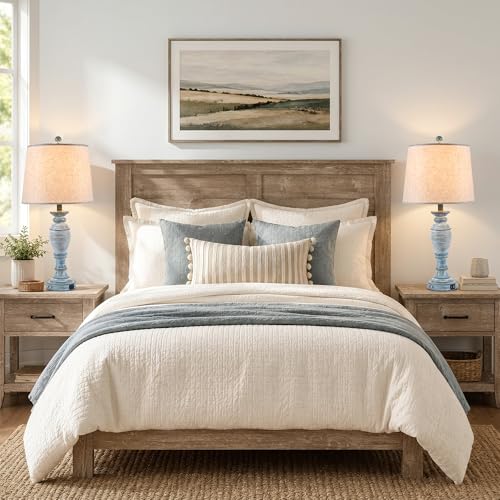 27.7" Table Lamps for Living Room Set of 2, 3 Way Dimmable Touch Lamps for Bedrooms with Dual USB Ports, Farmhouse Lamps for Nightstand,2 Bulbs Included - color: Teal