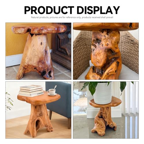 Small Side Table, Freeform Live Edge Wood Stool, Unique Design Natural Plant Stand for Patio, Garden, Yard, Living Room, Bedroom - size: 14"D x 13"W x 14.5"H