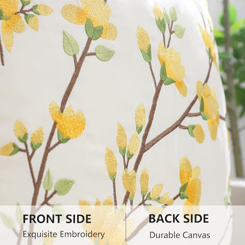 LUOYEHK Embroidered Throw Pillow Covers 18x18 Inch Set of 2 Yellow Retro Flowers Decorative Pillow Covers Spring Summer Flora Pillowcase Cushion Cover for Couch Sofa Bed Home Decor - color: Yellow Flowers