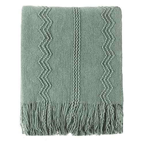 BATTILO HOME Sage Green Throw Blanket for Couch, Sage Green Decor, Knit Throw Blankets for Bed, Spring Throw Blanket Light Blue, 50"x60" - color: Sage, size: 50 x 60 in.