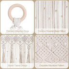 BECHAEO Boho Macrame Beaded Curtain Handmade Door String Curtain for Doorway Window Cotton Tassels Beads Hanging Room Divider Hallway Closet Bedroom Living Room Decor, White - 1 Panel 35" W x 79" L - size: 35"W x 79"L (Pack of 1)