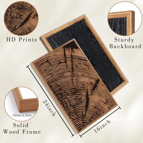 ANHUIB Tree Ring Wall Art 16x24 Inch Black Wall Painting Modern Wood Stump Wall Decor Neutral Minimalist Artprints Set of 3 for Living Room Bedroom Office - color: Tree Ring, size: 24"L x 16"W