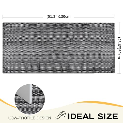 Door Mat Front Porch Rug Boho Black Outdoor Rug 23.6" x 51.2" Cotton Hand Woven Rug for Front Porch Decor Washable Welcome Layered Doormat for Farmhouse Entryway Kitchen Patio - color: Black & White Striped Front Door Mat