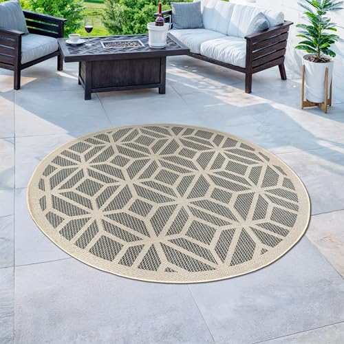 Rugshop Blue Contemporary Geometric Indoor/Outdoor Area Rug — Hose Washable for Living Room, Dining Room and Playroom, 8' Round - size: 8' x 8' (Rectangular)
