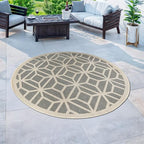 Rugshop Blue Contemporary Geometric Indoor/Outdoor Area Rug — Hose Washable for Living Room, Dining Room and Playroom, 8' Round - size: 8' x 8' (Rectangular)