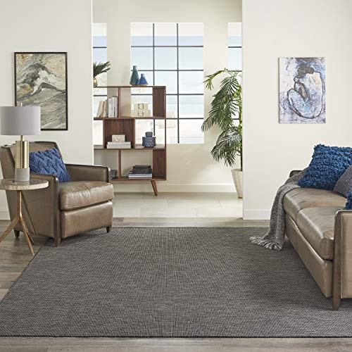 Nourison Home Positano Charcoal 2'2" x 12' Area Rug - Easy Clean, Non Shedding, Bed Room, Living Room, Dining Room, Kitchen (12' Runner) - color: Charcoal, size: 2'2" x 12' (Runner)