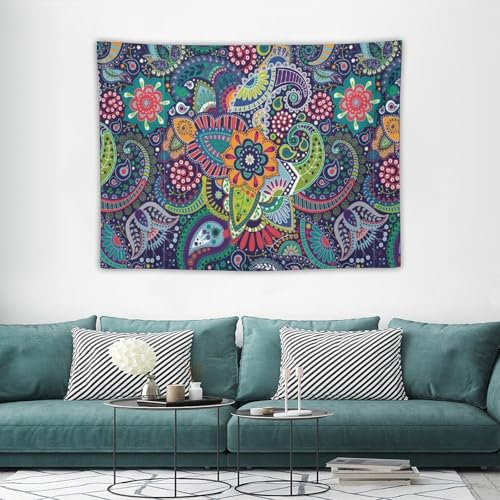 KANEPE Retro Floral Tapestry Bright Colorful Blue Colorful Paisley Pattern Wall Hanging Tapestries Home Decor for Living Room Bedroom Apartments Farmhouse Dorm,40inx30in (102×76cm)【Small】 - color: Boho-2, size: 40Wx30L