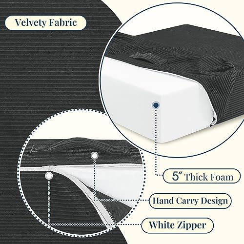 Wellsin Solid Square Floor Pillows for Adults Kids - Large Meditation Floor Pillow Seating Cushion with Thick Foam & Washable Velvet Cover, 1 Pack, 22x22x5 Inch, Gray - color: Grey, size: 1 Pack (22"x22")