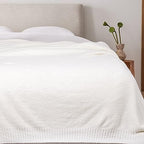 JOOJA Cream White Fuzzy Knitted Blanket, Soft Lightweight Plush Queen Size for Bed, Cozy Nights (90x90) - color: Cream, size: 90x90
