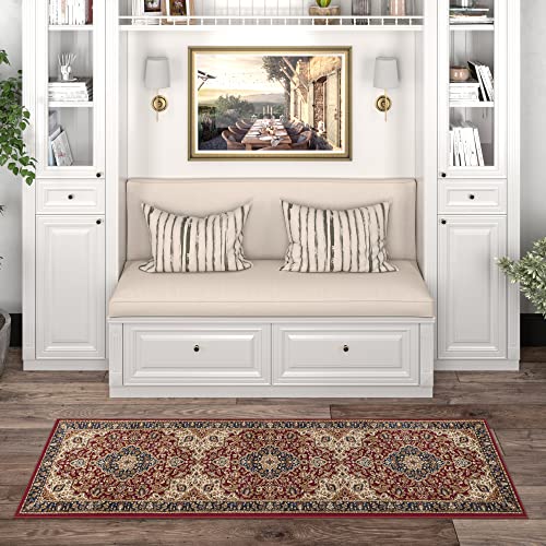 2x8 Hallway Runner Rug | Kitchen, Walkway, Entryway Rugs | Traditional, Oriental | Red 2'3'' x 7'3'' - color: Red - Kirsten, size: 2'3" x 7'3" (Rectangular)