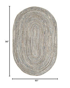 SAFAVIEH Cape Cod Collection Area Rug - 5' x 8' Oval, Natural & Blue, Handmade Flat Weave Jute, Ideal for High Traffic Areas in Living Room, Bedroom (CAP250A) - size: 5' x 8' (Oval)