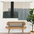 Macrame Wall Hanging Large Dip Dye Tapestry Fiber Wall Art Boho Living Room Bedroom Macrame Wall Decor 59''Wx35''L - color: Grey
