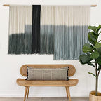 Macrame Wall Hanging Large Dip Dye Tapestry Fiber Wall Art Boho Living Room Bedroom Macrame Wall Decor 59''Wx35''L - color: Grey