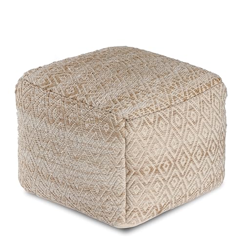 Anji Mountain Pouf Ottoman Foot Rest, Handmade Ottoman Pouf, Comfortable Foot Stool, Decorative Floor Seating for Living Room Decor, Bedroom & Home Décor Accent - Tawny - color: Tawny