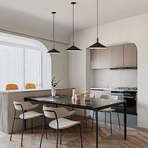 KCO Lighting Farmhouse Matte Black Barn Pendant Light 1-Light Mid Century Dome Pendant Lighting Industrial Cone Hanging Light Single Kitchen Island Light Fixture for Dining Room (Black) - color: Black