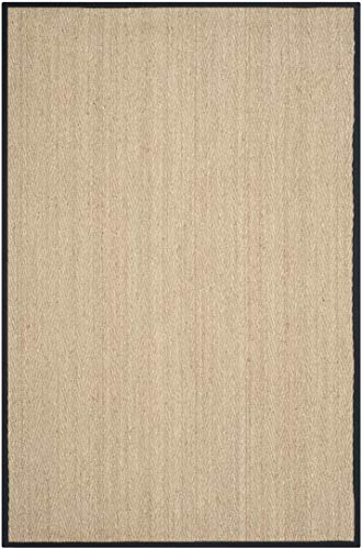 SAFAVIEH Area Rug 5x8 - Natural Fiber Collection - Natural & Black, Seagrass, Herringbone Pattern with Border (NF115C) - color: Natural/Black, size: 5' x 8' (Rectangular)