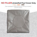 Unstuffed Ottoman Pouf Cover 20 X 15 Inch, Round Pu Leather Foot Stool, Floor Bean Bag(No Filler), Foot Rest with Storage for Living Room/Bedroom/Office, Gray - color: Grey
