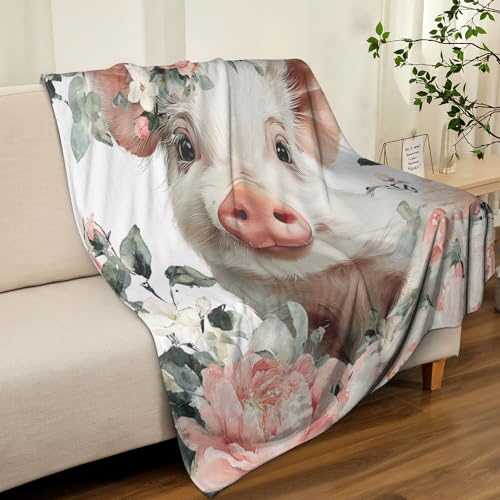Pig Throw Blanket Cute Animal Warm Pigs Decor Soft Flannel Blanket Pig Gifts for Kids Boys Girls Men Women 40" X 50" - color: Pig, size: 40"X50"
