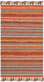 SAFAVIEH Montauk Collection Accent Rug - 3' x 5', Rust & Multi, Handmade Boho Stripe Fringe Cotton, Ideal for High Traffic Areas in Entryway, Living Room, Bedroom (MTK901D) - color: Rust/Multi, size: 3' x 5' (Rectangular)