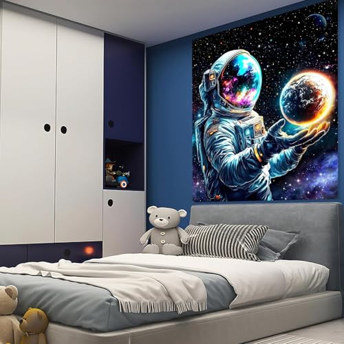 Apdidl Astronaut Space Decor Tapestry for Bedroom, Cool Posters Galaxy Planet Wall Hanging, Fantasy Outer Space Wall Tapestries Men, Funny Art Poster Aesthetic for Boys Guys Gamer Living Room 60" X 79" - color: Universe Astronaut Tapestry, size: 79"L x 60