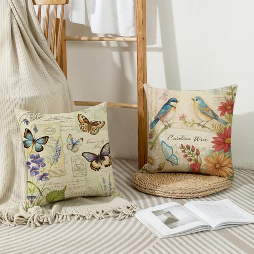 wyooxoo Spring Pillow Covers 16x16 Set of 4 Farmhouse Pillow Covers Outdoor Decorative Throw Cushion Case for Sofa Couch Living Room - color: Color G, size: 16" x 16" (Pack of 4)