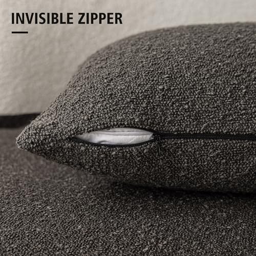 Foindtower Set of 2, Decorative Textured Boucle Throw Pillow Covers Accent Solid Pillow Cases Neutral Soft Cozy Couch Cushion Case for Chair Sofa Bedroom Living Room Home Decor 16 x 16 Inch Dark Brown - color: Dark Coffee, size: 16" x 16" (Pack of 2)