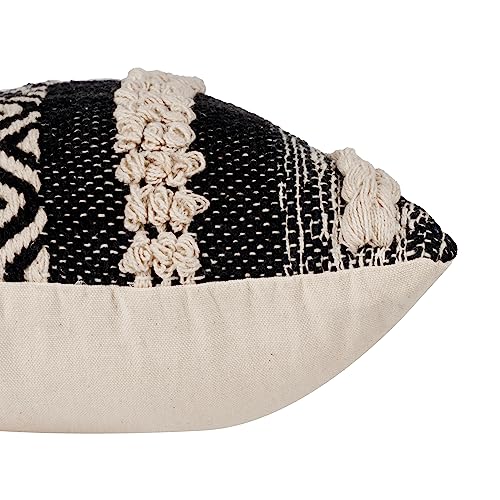 REDEARTH · Boho Textured Throw Pillow Cushion Covers - Cotton Lumbar Woven Tufted Decorative Farmhouse Cases Set for Couch, Sofa, Chair, Dining, Outdoor (12"x20", Char Delineate Black) Pack of 2 - color: Char Delineate Black, size: 12" x 20" (Pack of 2)