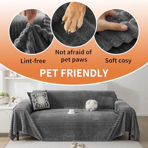 HAOMAIJIA Faux Fur Sofa Covers Couch Covers for 3 Cushion Couch Sofa Pet Friendly Soft Non Slip Couch Cover for Dogs Washable Sectional Couch Covers L Shape Furniture Protector (Grey, 71"x134") - color: Flr-grey, size: 71"x134"
