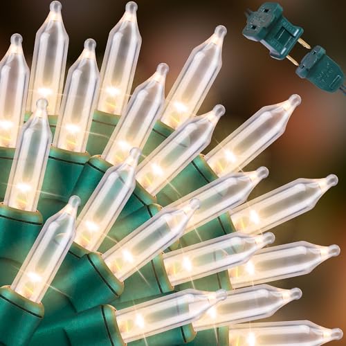 LAMPHOME 100 Count Clear Christmas Lights - 20 ft Ultra Bright White String Lights with Green Wire for Indoor and Outdoor Use, Christmas Trees, Holidays Party Patio Wedding and Garden - color: Clear