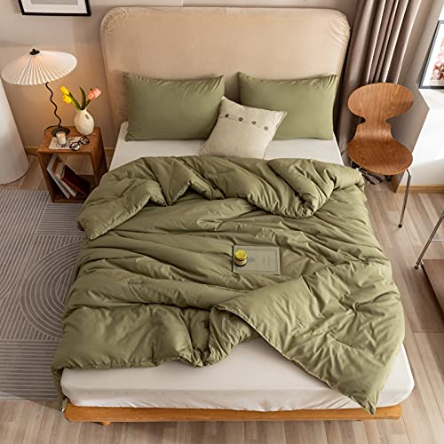 ROSGONIA Queen Comforter Set Olive Green, 3pcs Bedding Sets Queen (1 Boho Olive Comforter & 2 Pillowcases), All Season Lightweight Blanket Quilt - color: Olive Green, size: Queen Comforter 90"x90"
