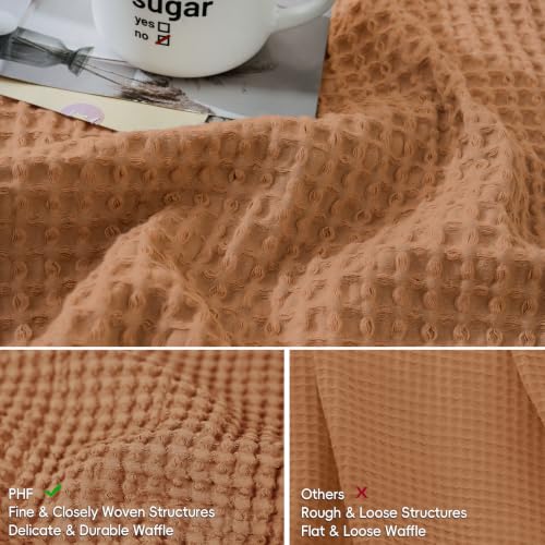 PHF 100% Cotton Waffle Weave Euro Shams 26" x 26", No Filling, 2 Pack Elegant Home Decorative Euro Throw Pillow Covers for Bed Couch Sofa, Cinnamon Brown - color: Cinnamon Brown, size: 26" x 26" (Pack of 2)
