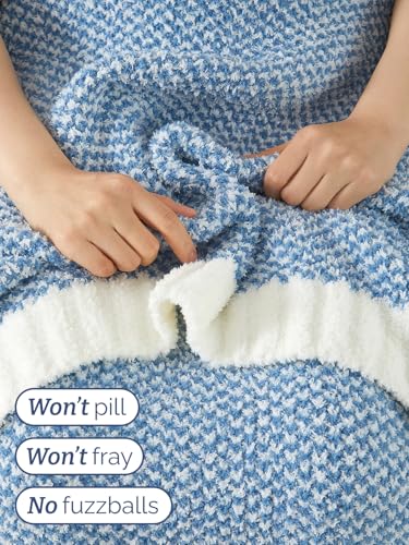 Blue Throw Blanket - Super Soft Throw for Couch, Bed, Sofa, Chair - Lightweight, Warm, Double Sided Knit - All Season Cozy, Fuzzy, Anti-Static Microplush Blanket for Women, Bedroom, Home Decor, 50x60 - color: 02 - Heathered Blue