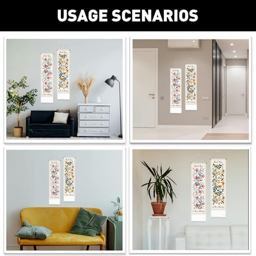 PLIGREAT 2 Pack Boho Floral Tapestry, Pink and Yellow Flower Wall Hanging Aesthetic Wall Tapestry with Tassels Vertical Long Narrow Decor for Bedroom Living Room Home Office Art Decor, 52" x 13" - color: pink,yellow