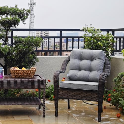 JMGBird Seat/Back Outdoor Chair Cushion Tufted Pillow, Deep Seat Cushion Set 22"x22", Outdoor Cushion for Patio Furniture - color: Grey, size: 22"×22"