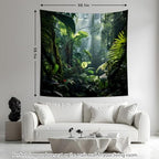 QGHOT Jungle Tapestry Wall Hanging Tropical Rainforest Backdrop Green Palm Leaves Tapestry Extra Large Forest Wall Art for Bedroom Living Room Office Decor 59.1" L x 59.1" W - size: 59.1"L x 59.1"W