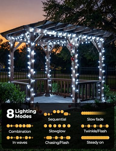 Brightown 50 LED Pure White Solar Flower String Lights Outdoor Waterproof, 23FT Solar Powered Fairy Lights with 8 Modes for Garden Yard Fence Patio Christmas Balcony Holiday Party Decor - color: Pure White, size: 1 Pack