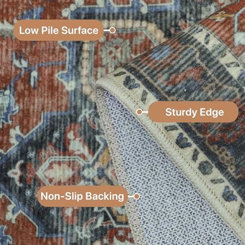 GENIMO Area Rug 2x3 Doormat, Machine Washable Low Pile Rugs, Small Retro Entryway Mat for Entrance, Hallway, Kitchen and Corridor, Bordeaux - color: Area Bordeaux, size: 2' x 3' (Rectangular)