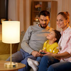 Lynnoland 2 Pack Touch Control Table Bedside Lamps with 2 USB & AC Outlet, 3-Way Dimmable Bedside Nightstand Lamps for Bedroom Living Room Nursery, 800 Lumens 3000K Warmlight Bulbs Included - color: (2 Pack)White & Brushed Gold(Base)-Included 3000K Bulbs