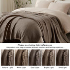 WDCOZY 100% Cotton Muslin Blanket Queen Size 4-Layer for Bed Breathable Lightweight Soft Large Boho Farmhouse Linen Tassels Ruffle Gauze Blankets 90x90 Inches Brown Mocha Chocolate Coffee Taupe - color: Mocha, size: Queen (90"x90")