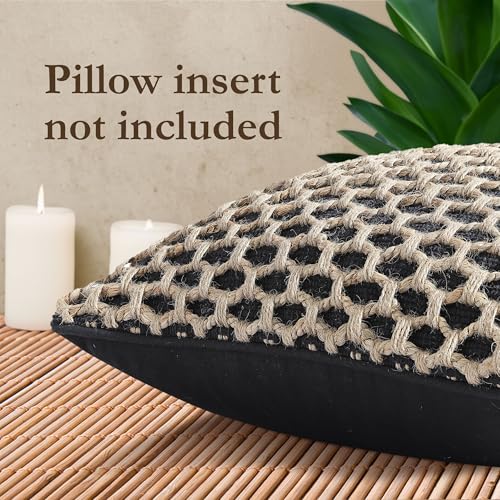 Boho Living Jada Premium Woven Design, Decorative Throw, Living Room Décor, (1) 12" x 20" Pillow Cover, Black - color: Black, size: (1) 12" x 20" Pillow Cover
