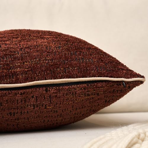 Yangest Chenille Pillow Cover 12 x 20 Inches, Thick Textured Rectangle Throw Pillow Cover Farmhouse Modern Soft Accent Couch Neutral Pillow Cover for Living Room Bedroom, Red - color: Red, size: 20" x 12" (Pack of 1)