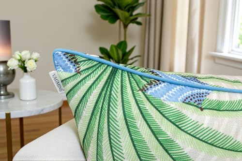 VAGMINE Chinoiserie Monkey Palm 20x20 Inch Throw Pillow Cover - Green Blue Pineapple Ginger Jar Print on Textured Polyester - Cushion Case for Couch Sofa - Tropical Decor - color: Tropical Palm Monkey, size: 20" x 20" (Pack of 1)