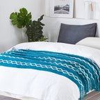 BOURINA Fluffy Chenille Knitted Fringe Throw Blanket Lightweight Soft Cozy for Bed Sofa Chair Throw Blankets Teal 60" x 80" - color: A-teal, size: 60"×80"